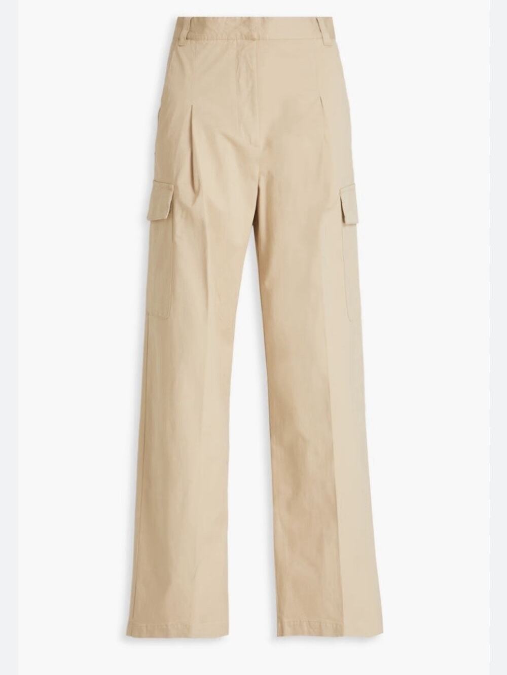 ba&sh Paris Khaki Pleated Cargo Trousers High Waist Wide Leg Size 1 Bash